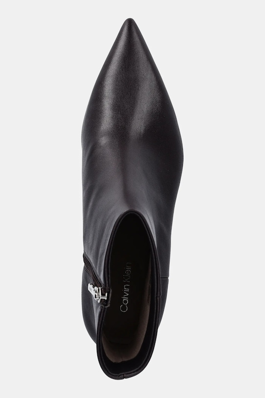 Calvin Klein botki skórzane ESS KITTEN HEEL ANKLE BOOT brązowy HW0HW02586
