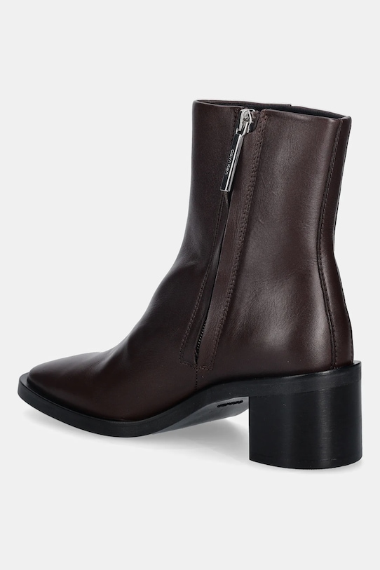 Obuwie Calvin Klein botki skórzane BLOCK HEEL ZIP BOOT LTH HW0HW02593 brązowy