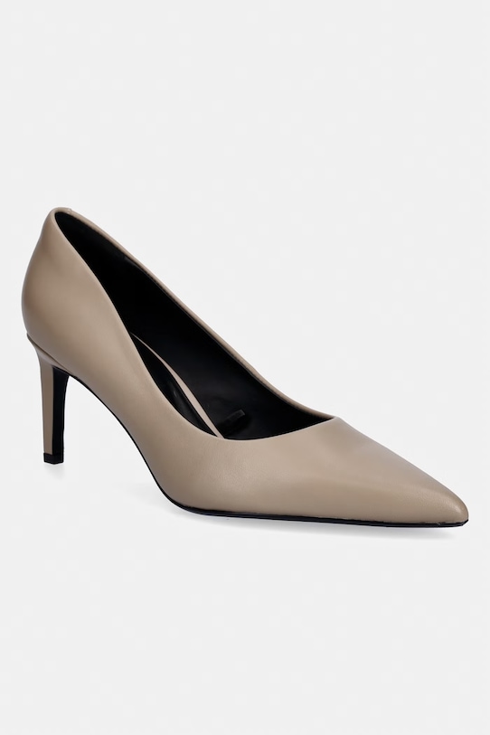 Calvin Klein szpilki skórzane ESS STILETTO 70 5-8 cm beżowy HW0HW02607