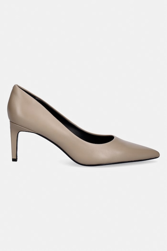 Calvin Klein szpilki skórzane ESS STILETTO 70 HW0HW02607 beżowy SS26
