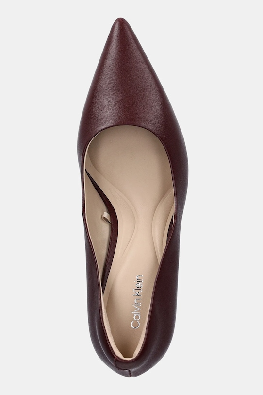 Kožené lodičky Calvin Klein ESS STILETTO 70 burgundské HW0HW02607