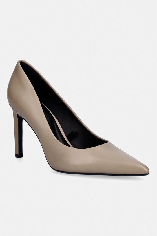 Calvin Klein szpilki skórzane ESS STILETTO 90 beżowy HW0HW02608