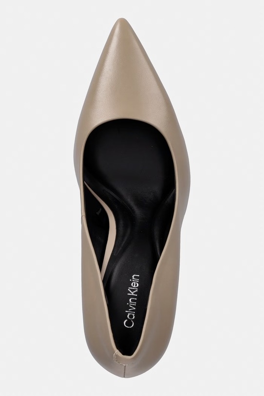 Calvin Klein szpilki skórzane ESS STILETTO 90 beżowy HW0HW02608