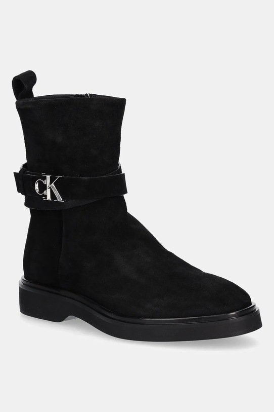 Замшевые ботинки Calvin Klein ANKLE BOOT W/ METAL LOGO SUE замш чёрный HW0HW02664