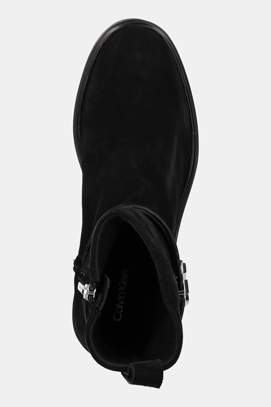 Semišové boty Calvin Klein ANKLE BOOT W/ METAL LOGO SUE černá HW0HW02664
