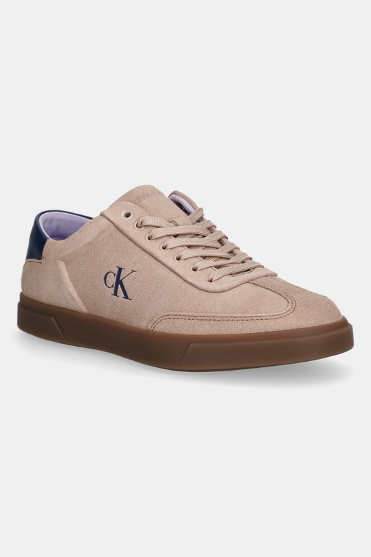 Calvin Klein sneakersy skórzane LOW PRO CUPS LACE UP płaska beżowy HW0HW02683