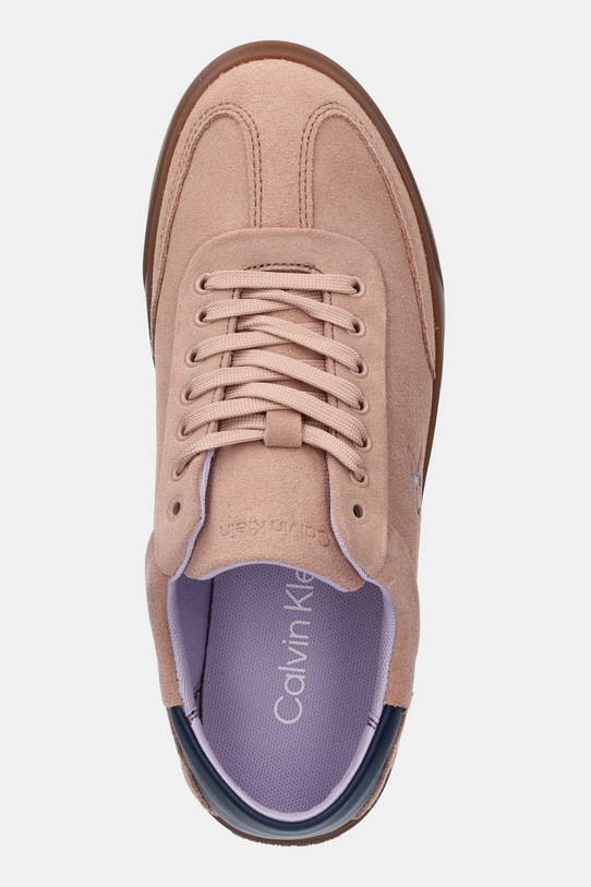 Calvin Klein sneakersy skórzane LOW PRO CUPS LACE UP beżowy HW0HW02683