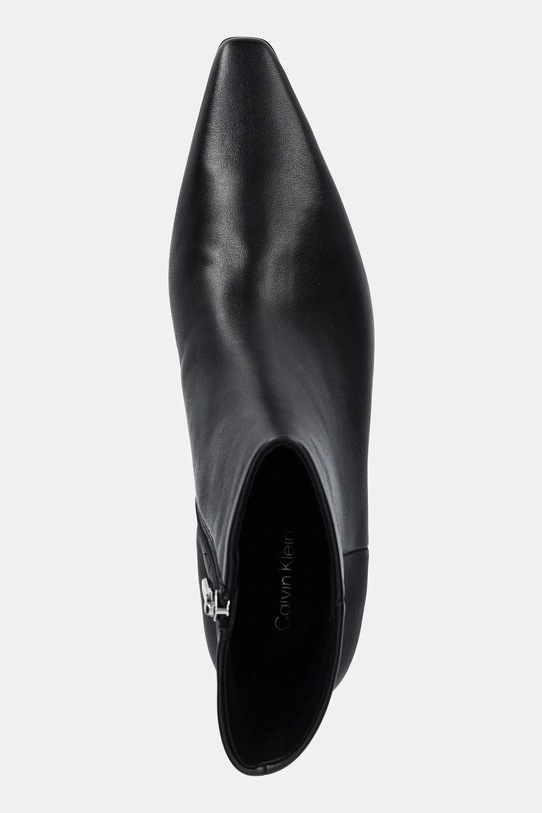 Calvin Klein cizme de piele SET BACK KITTEN HEEL ANKLE BOOT negru HW0HW02811