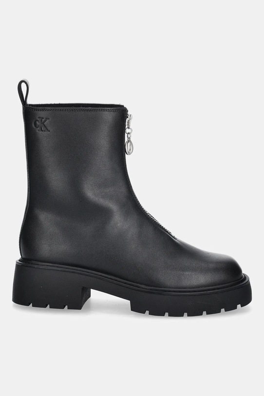Calvin Klein botki skórzane CHUNKY FRONT ZIP BOOT YW0YW01907 czarny AW25