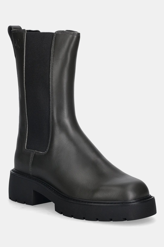 Δερμάτινες μπότες τσέλσι Calvin Klein CHUNKY HIGH CHELSEA υφασμάτινο πράσινο YW0YW01909