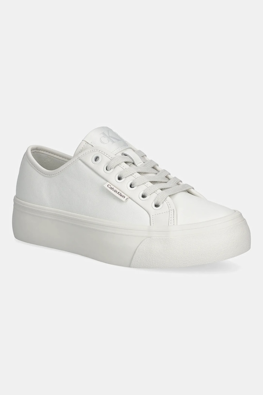 Αθλητικά Calvin Klein VULC FLATF LACE UP LTH CK απομίμηση λείου δέρματος λευκό YW0YW01932