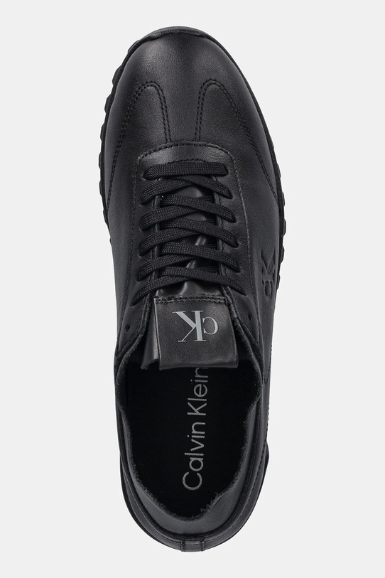 Kožne tenisice Calvin Klein LOW PROFILE RUNNER LTH MG crna YW0YW02049