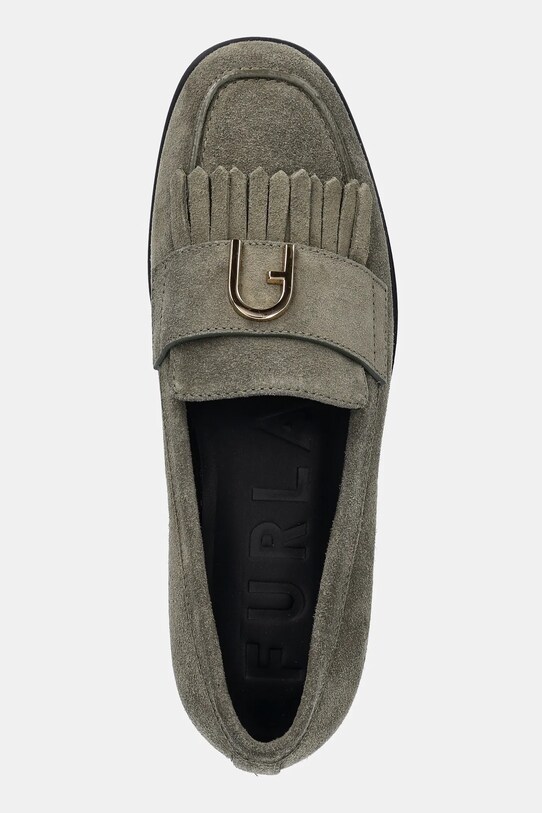 Furla mokasyny zamszowe Chic Loafer zielony YJ74HIC.Y61000.2810S