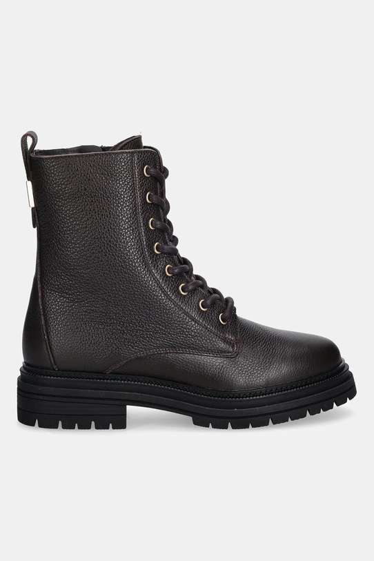 Кожаные полусапоги Tommy Hilfiger TH PLAQUE PEBBLE LACE BOOT FW0FW08767 коричневый NC25
