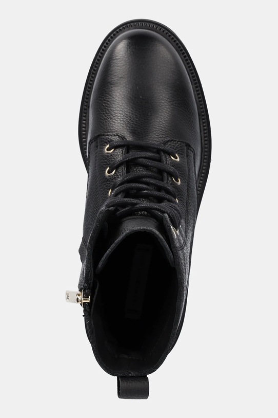 Tommy Hilfiger workery skórzane TH PLAQUE PEBBLE LACE BOOT czarny FW0FW08767