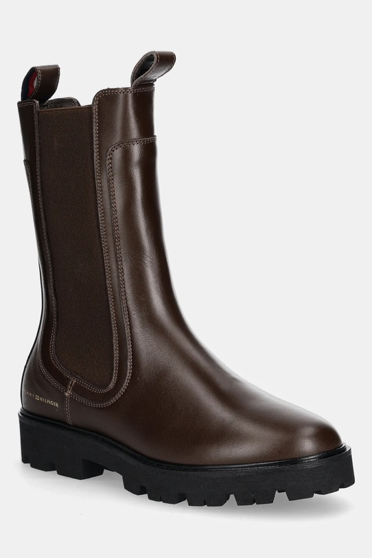 Tommy Hilfiger sztyblety skórzane TH LTHR MID CHELSEA płaski brązowy FW0FW08770