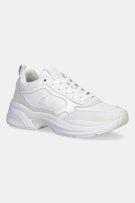 Tommy Hilfiger sneakersy skórzane TH CHUNKY RUNNER PATENT skóra zamszowa biały FW0FW08840