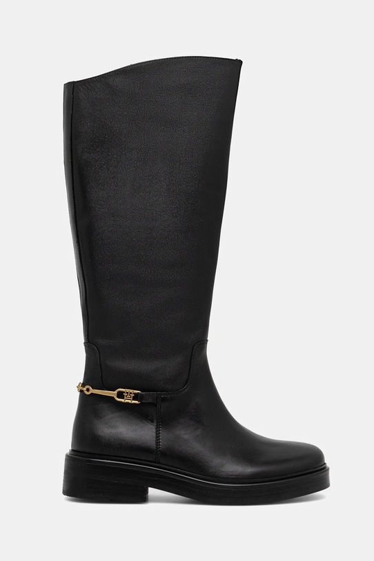 Tommy Hilfiger kozaki skórzane TH HORSEBIT RIDING LONG BOOT FW0FW08863 czarny AW25
