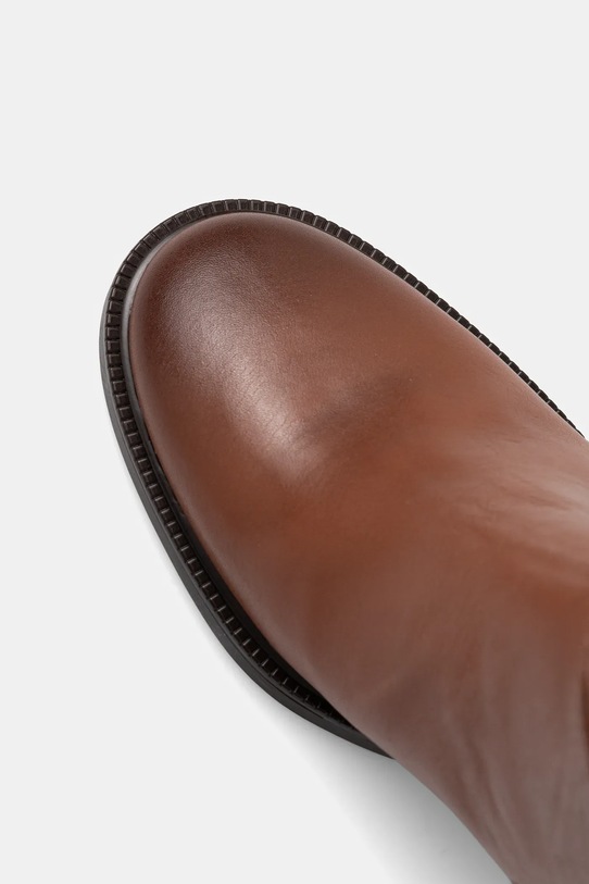 Шкіряні чоботи Tommy Hilfiger STACKED HEEL LEATHER LONG BOOT коричневий FW0FW08865