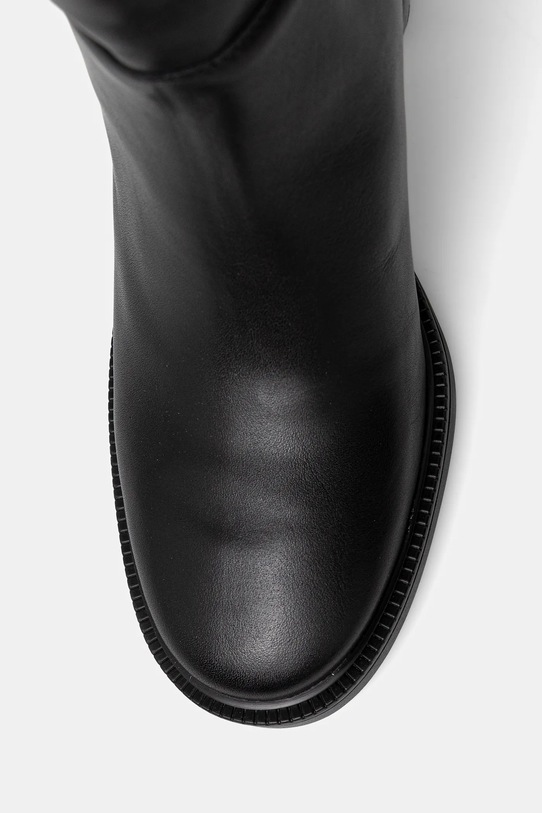 Kožené kozačky Tommy Hilfiger STACKED HEEL LEATHER LONG BOOT černá FW0FW08865