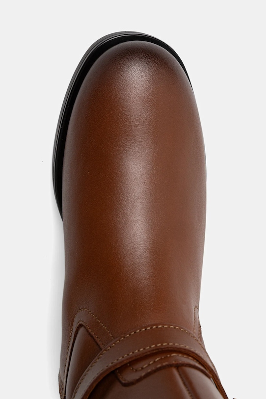 Tommy Hilfiger kozaki skórzane TH BUCKLE RIDING LTHR LONG BOOT brązowy FW0FW08873