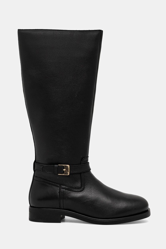 Tommy Hilfiger kozaki skórzane TH BUCKLE RIDING LTHR LONG BOOT FW0FW08873 czarny NC25