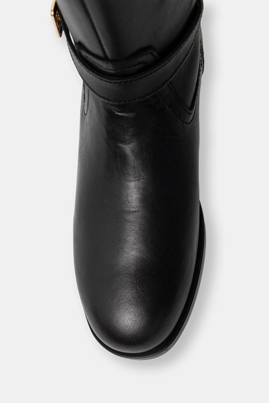 Tommy Hilfiger kozaki skórzane TH BUCKLE RIDING LTHR LONG BOOT czarny FW0FW08873