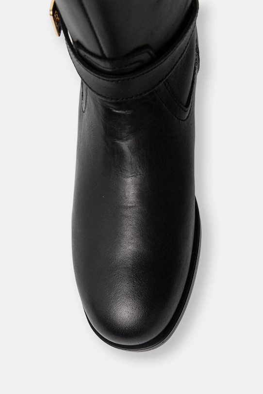 Шкіряні чоботи Tommy Hilfiger TH BUCKLE RIDING LTHR LONG BOOT чорний FW0FW08873