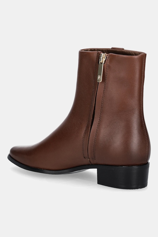 Obuv Kožené členkové topánky Tommy Hilfiger TH LEATHER POINTY ZIP BOOTIE FW0FW08980 hnedá