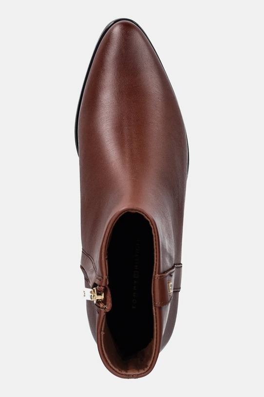 Tommy Hilfiger botki skórzane TH LEATHER POINTY ZIP BOOTIE brązowy FW0FW08980