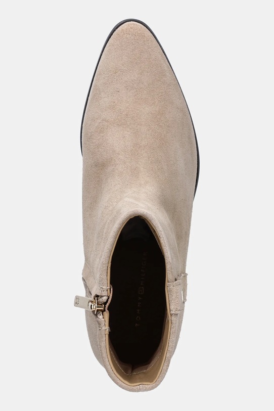Tommy Hilfiger botki zamszowe TH SUEDE POINTY ZIP BOOTIE beżowy FW0FW08981