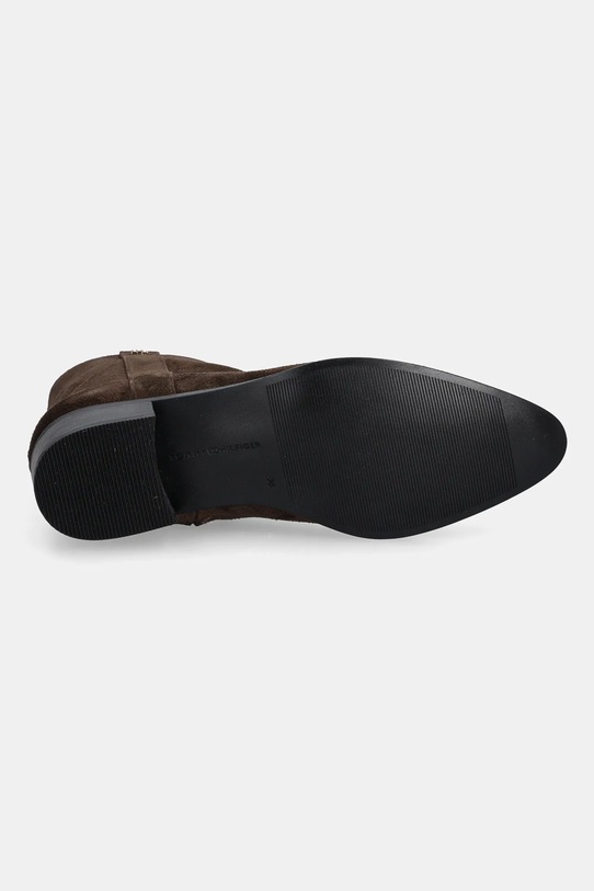 Σουέτ μπότες Tommy Hilfiger TH SUEDE POINTY ZIP BOOTIE FW0FW08981 καφέ
