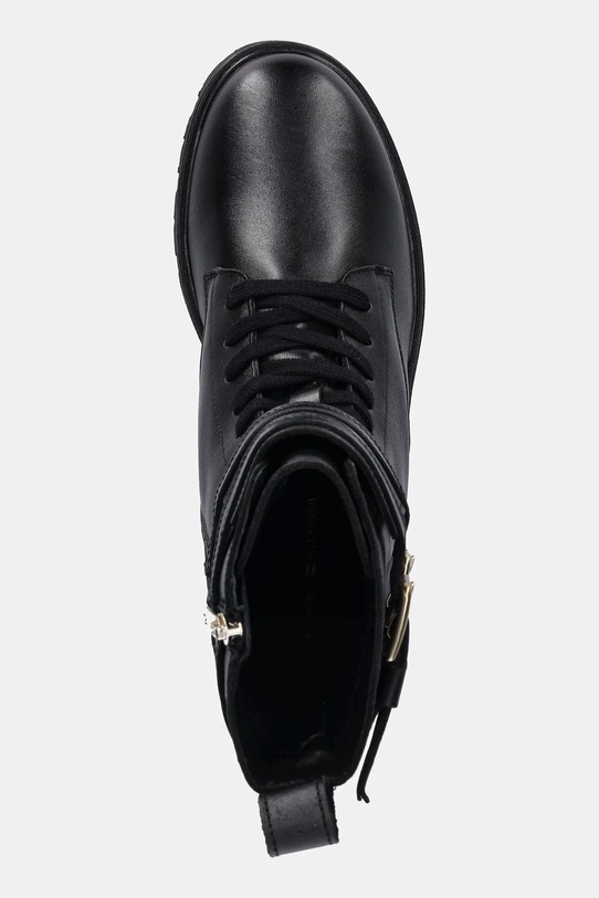 Шкіряні черевики Tommy Hilfiger TH LTHR BIKER LACEUP чорний FW0FW08986