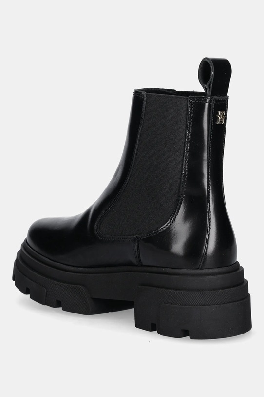 Obuwie Tommy Hilfiger sztyblety skórzane TH SHINY LEATHER CHELSEA FW0FW09042 czarny