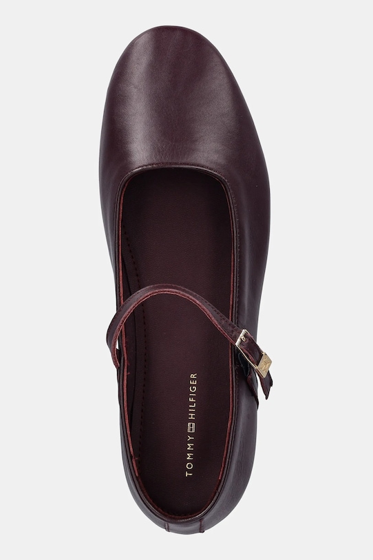 Tommy Hilfiger baleriny skórzane SMOOTH LEATHER MARYJANE bordowy FW0FW09152