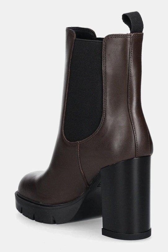 Obuwie Tommy Jeans botki skórzane TJW LEATHER HEEL BOOT EN0EN02831 brązowy