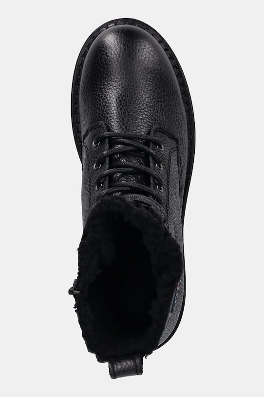 Tommy Jeans botki skórzane TJW URBAN LACEUP BOOT WL czarny EN0EN02906