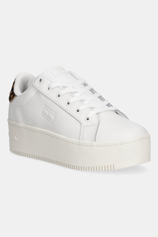 Tommy Jeans sneakersy skórzane TJW FLATFORM LEOPARD SNEAKER platforma biały EN0EN02930