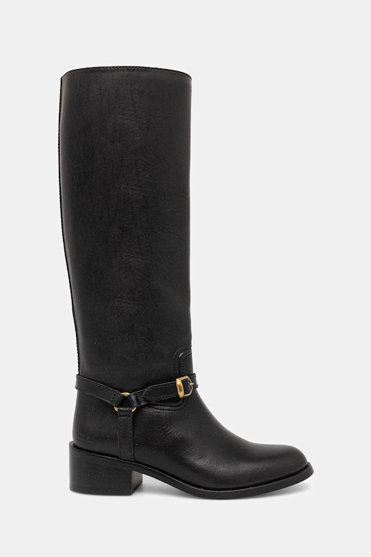 Polo Ralph Lauren kozaki skórzane Riding Boot 818963422002.001 czarny AW25