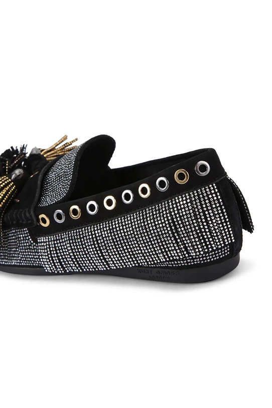 Mokasini iz semiša Kurt Geiger London Pom Pom Moccasin črna 4369500609.BLACK
