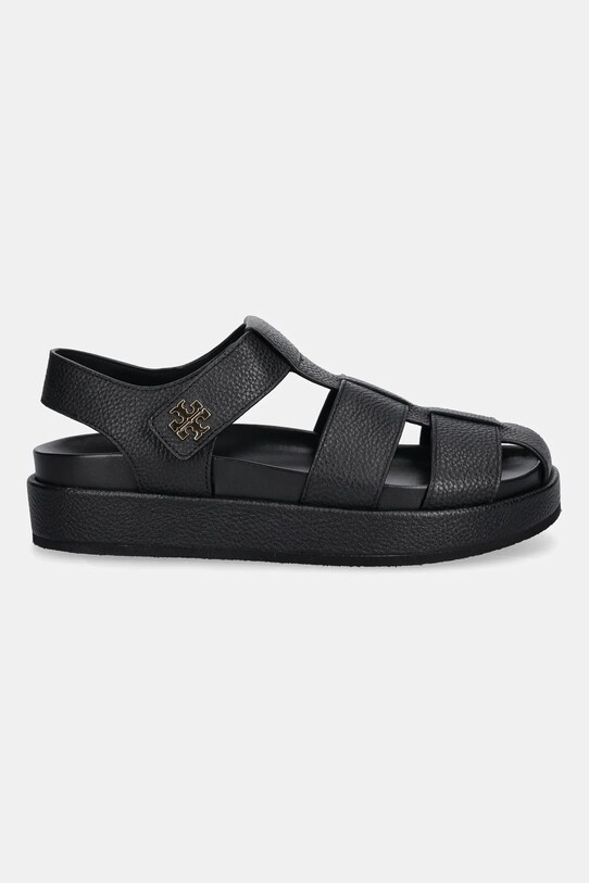 Tory Burch sandale de piele Kira Fisherman Sport Sandal 170584.006 negru AW25