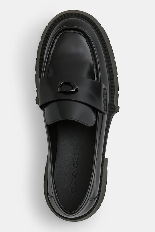 Δερμάτινα μοκασίνια Coach Leah Platform Leather Loafer μαύρο CZ382.BLK