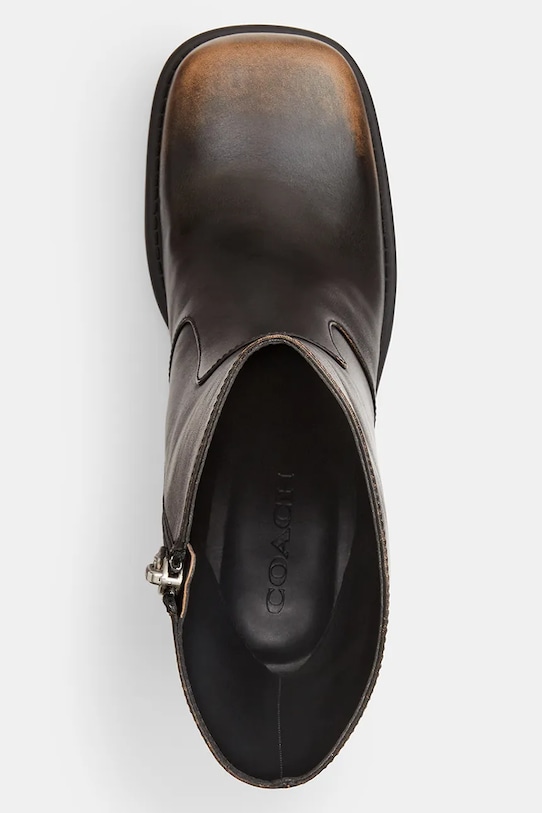 Kožené členkové topánky Coach Sculpted C Loved Leather Bootie čierna CBO46.BLK