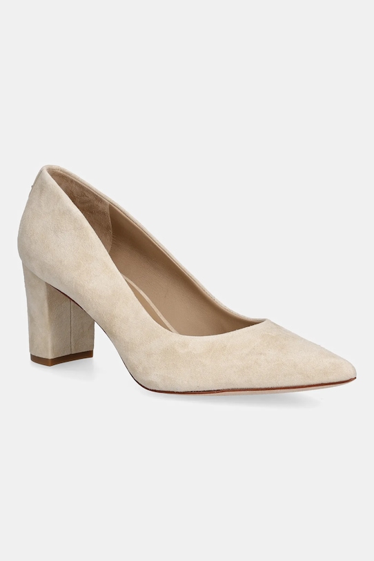 Lauren Ralph Lauren czółenka zamszowe Lanette Blkh słupek beżowy 802967743003.101
