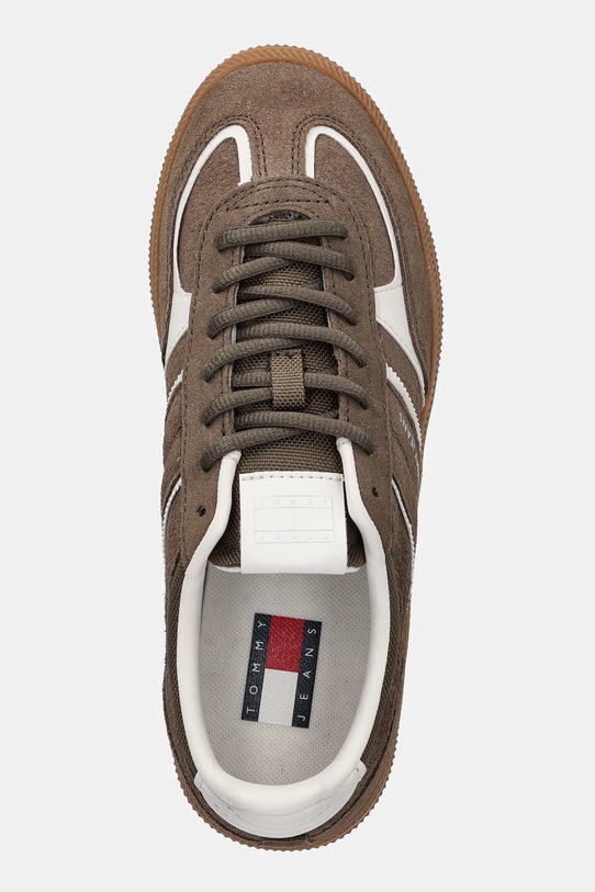 Tommy Jeans sneakers din piele întoarsă THE GREENWICH EDGE verde EN0EN02838