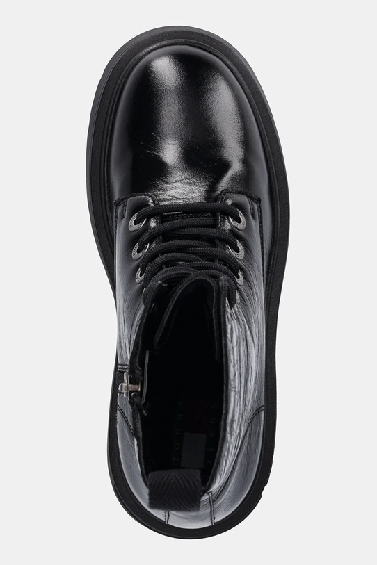 Kožené workery Tommy Jeans TJW CHUNKY SHINY LEATHER BOOT čierna EN0EN02848