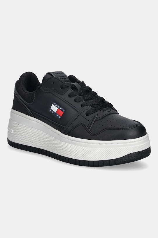 Kožené tenisky Tommy Jeans TJW RETRO BASKET FLATFORM iný čierna EN0EN02860
