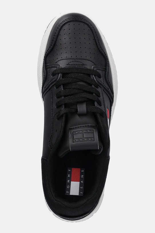 Δερμάτινα αθλητικά παπούτσια Tommy Jeans TJW RETRO BASKET FLATFORM μαύρο EN0EN02860