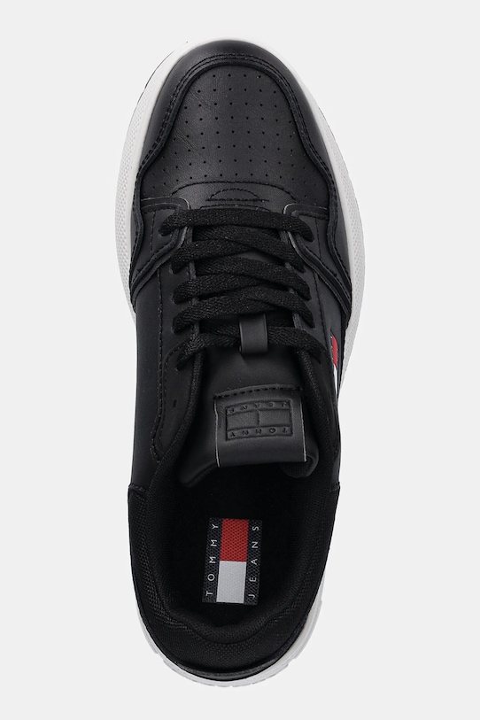 Kožené tenisky Tommy Jeans TJW RETRO BASKET FLATFORM čierna EN0EN02860
