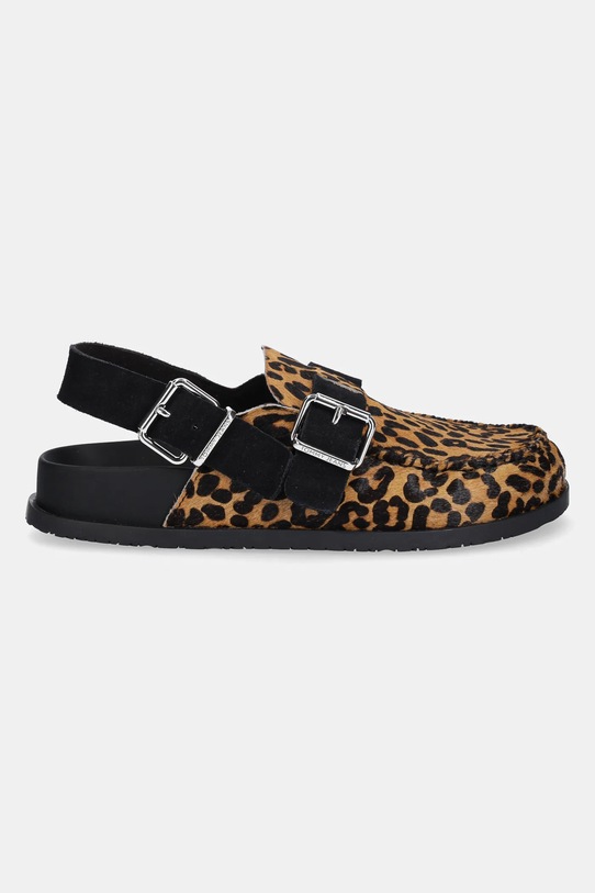 Δερμάτινα σανδάλια Tommy Jeans TJW MULE LEOPARD EN0EN02884 καφέ AW25